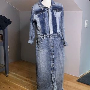 long jean button up dress